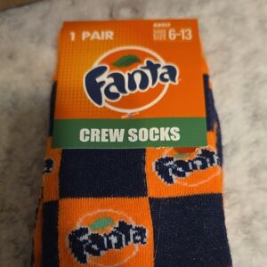 Fanta Orange and Navy Crew Socks